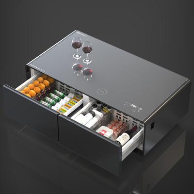 China Smart Coffee Table with LED Atmosphere Light and USB Charger Other Refrigeration Type for sale