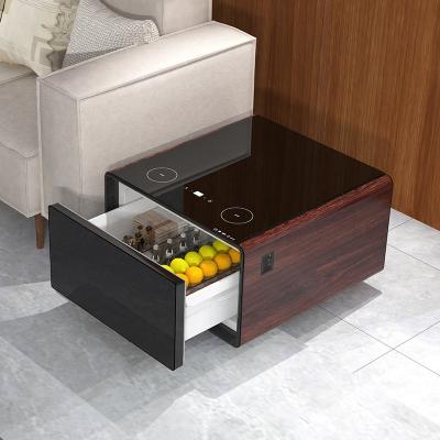 China Modern Coffee Table with Refrigerator Mini Fridge Bar Wireless Charging Speaker Side Table for sale