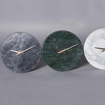 China Class StoneMarkt Custom Green Marble Stone Silent Round Wall Clock For Home Deco for sale