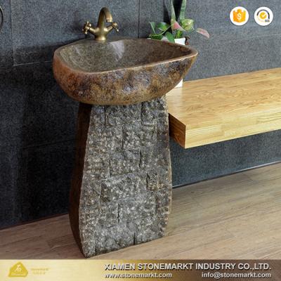 China New Design Brown Easy Clean Pebble Stone Sinks for sale