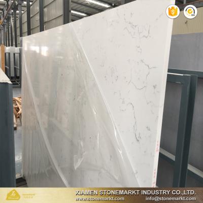 China StoneMarkt Clean Artificial Grade White Carrara Quartz Slabs For Table Top for sale