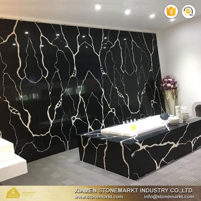 China Clean Calacatta Marble Looked Quartz Stone Slabs for sale