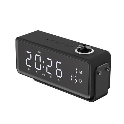 China New fashion 2.0 video channel information display alarm clock FM radio bluetooth stereo wireless portable bluetooth speakers with bracket for sale