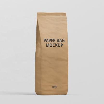 China Custom Flat Bottom Pocket Kraft Paper Packaging Ziplock Bag Resealable Moisture Proof Square For Coffee Bean for sale