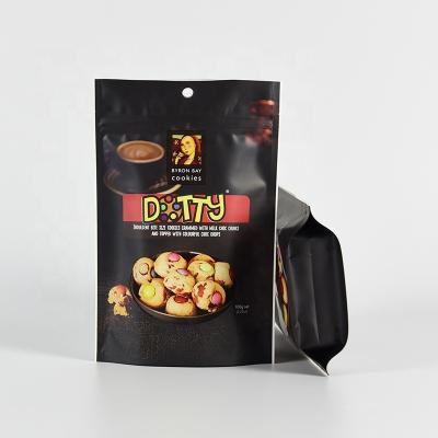 China Black Logo Printed Resealable Disposable Custom Snack Stand Up Zipper Pouch Bag For Pet Food Packaging for sale