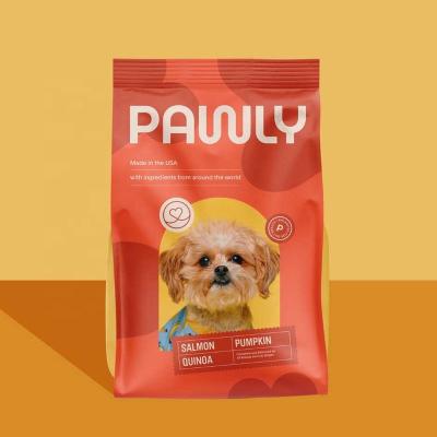 China Custom Printed Moisture Proof Zipper Dog Food Bag Flat Bottom Resealable Top Pouch With Matte Outer Dog Food Packaging Bag for sale