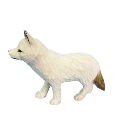 China Europe Carved Wooden Animals White Fox Decorative Wooden Fox for sale