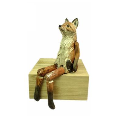 China China Carved Wooden Animals Decorative Shelf Nanny Wooden Fox for sale