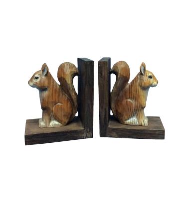 China Hold Your Book or Home Decor Custom New Design Animal Squirrel to Shape Craft Wooden Bookends for sale