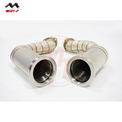 China SS304 MERTOP RACING High Flow Exhaust Downpipe URUS V8 4.0T 2018+ Heat Shield Downpipe for sale