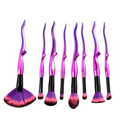 China Angular Blush Plating Handle Makeup Brush Set Wholesale for Wholesales Powder Eyeshadow Blush Contour Makeup Brush Set Crystal Makeup Brush for sale