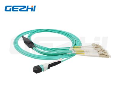 China MPO To LC 8 Fibers OM3 50/125 Multimode MPO-8 LC Fiber Optic Patch Cord Breakout Cable for sale