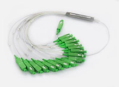 China 1x2 PLC SC/APC Fiber Optic Splitter FTTH SM 0.9mm G657A1 1m Optical Fiber PLC Splitter Te koop