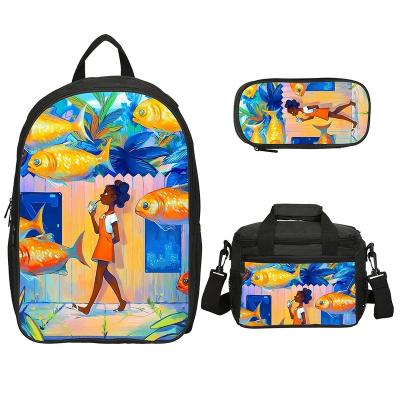 China Fine Quality Waterproof Fashion Waterproof Zipper Closure School Backpack Set For Kids for sale