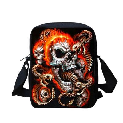 China Custom Casual Durable Unisex Skull Cross - Body Bag Waterproof Casual Nylon Sling Shoulder Bag Small Messenger Bag for sale