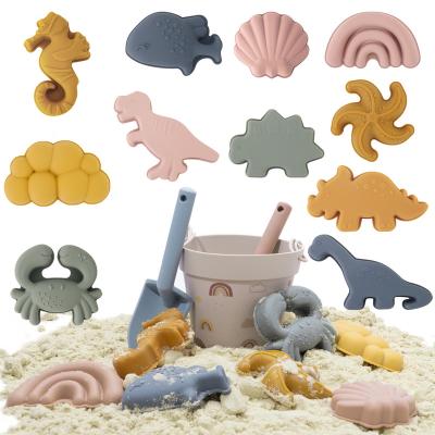 China 2022 Silicone New Portable Silicone Sand Bucket Toys Customized Silicone Beach Toys Silicone Bucket and Shovel Sets for sale