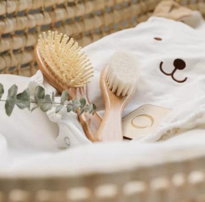 China Nondisposable Wood Stiffens Baby Brush Beech Baby Massage And Scalp Brush for sale