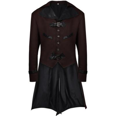 China Polyester Europe And USA Medieval Steampunk Tuxedo New Halloween Gothic Coat Men'S Stain Retro for sale