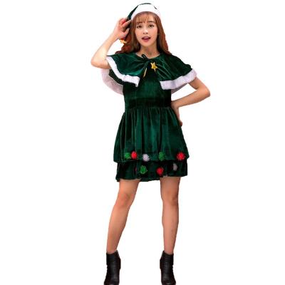 China Christmas green cute hat costume dress Christmas polyester elf Japanese costumes and Korean Christmas cosplay for sale