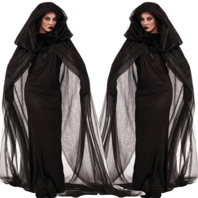 China Black Stain Velvet Cloak Cloak Halloween Party Costume Death's End Magician Cloak Princess Cosplay Costume Witch for sale