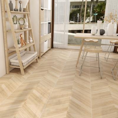 China Country Fishbone like wood grain tiles galzed surface floor tiles bedroom warm color brick 600x1200mm for sale