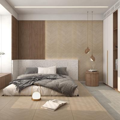 China Modern wood grain floor tile warm color porcelain tiles matt surface interior tiles 600x1200mm for sale