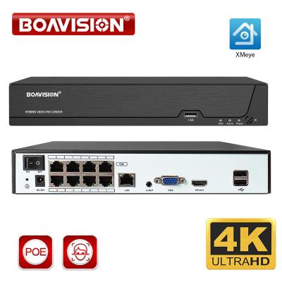 China 4K 8MP 30FPS POE NVR 8CH Surveillance CCTV System Video Recorder support 4K, 5MP, 4MP, 1080P, 52V for POE IP Camera 3.5