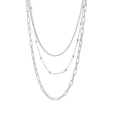 China Factory Wholesale High Quality Layered Clavicle Hip Hop Chain Stacked Long Stainless Steel Gold Necklace Jewelry for sale