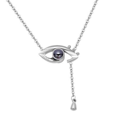 China High Quality Customized 100 Languages ​​I Love You Eye Projection Pendant Necklace For Valentine's Day Gifts for sale