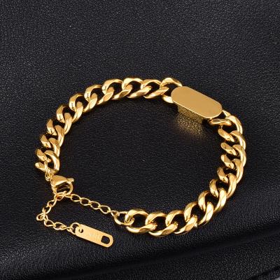 China Wholesale 10mm Thick Punk Chunky Gold Chain Bracelet 18K Gold Plated Miami Stainless Steel Cuban Chain Bracelet For Women Men for sale