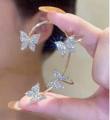 China FASHION Custom Zircon Ear Cuff Earrings Cut Earrings Women Butterfly Leaf Clip Earrings Wedding Party Jewelry for sale