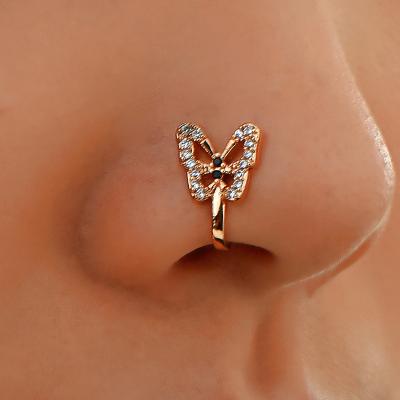 China Wholesale Custom Vintage Butterfly Nose Rings Piercing Gold Plated Nose Ring Slaps Jewelry Nose Rings For Women for sale