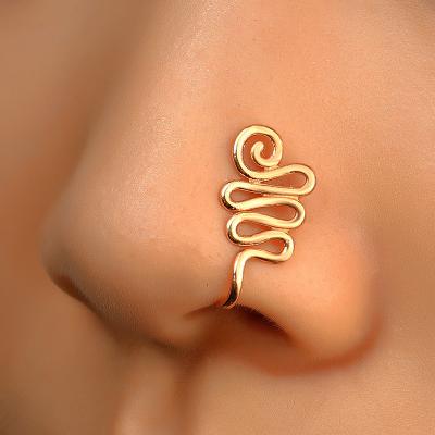 China Vintage Custom 2022 Spiral Nose Rings Cuff Clip On Nose Ring Stud Nose Ring Real Gold Plated Jewelry for sale