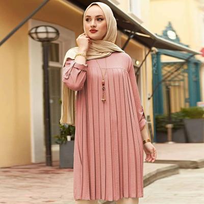 China Anti-wrinkle LLEID 5XL plus size abaya pleated baju multicolor muslim casual dewasa long sleeve tunic tops islamic muslim blouse for sale