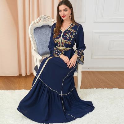 China New V-Neckline Polyester Middle East Muslim Women's Clothing Islamic Clothing Long Sleeve Arabic European American Muslim Women's Clothing for sale