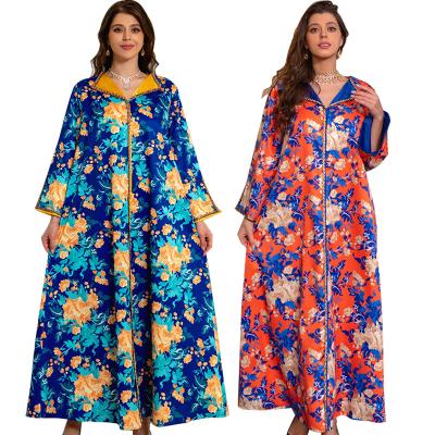 China Polyester Dubai spring ci muslim style printed clothes shirts women's fashion middle east long dress twist drill dresses women's clothing for sale