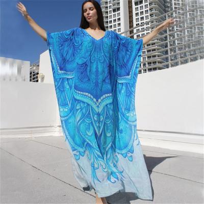 China Breathable Abaya Women Oversize Muslim Dress Dubai T-shirt Women Dress Beach Wear Cover Up for sale