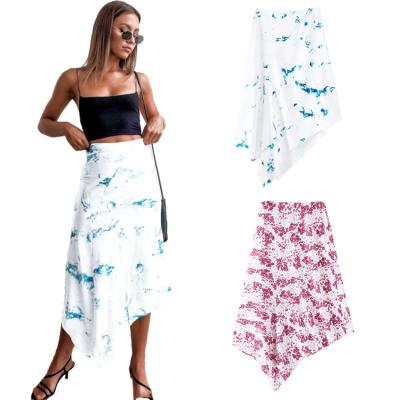 China Breathable Half Sectioned Skirt Casual Floral Print Dress High Waist Long Midi Women Skirts for sale