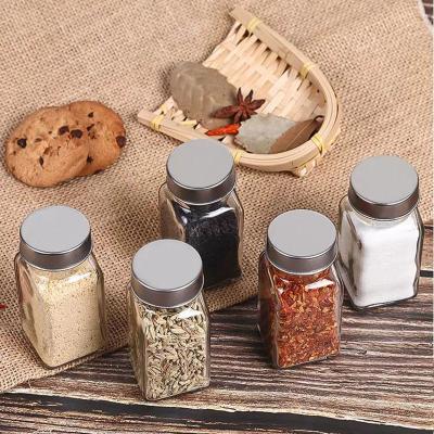 China Viable Glass Spice Jars Set With Square Spice Labels-4oz Empty Spice Bottle-Shaker Lid for sale