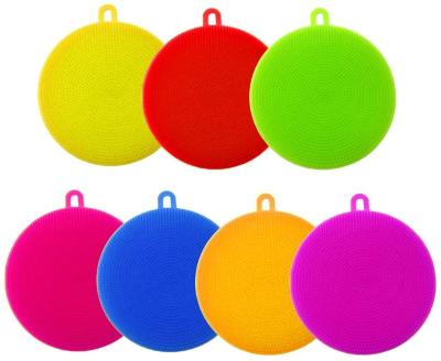 China Sustainable Silicone Scrubber , Silicone Sponges Multipurpose Kitchen Scrub Brush For Dish Pot And Veggies Fruit Non Stick for sale