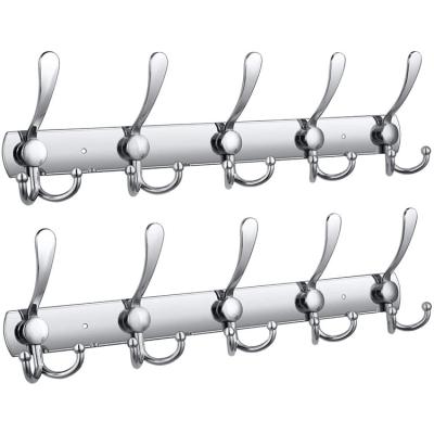 China 2 Pack Sustainable Rack Hat Hangs Wall Mounted Coat Hook Rack With 30 Hooks Stainless Steel Coat Hangers for sale