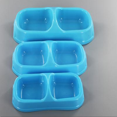 China Double Pet Bowl Simple Design Small Food Sustainable Water Conductive Non-Slip Plastic Dog Bowl for sale