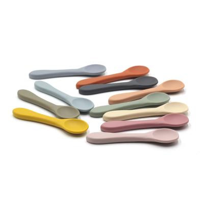 China Stocked Colorful Silicone Baby Spoon For Training Infant Baby Baby Feeding Spoon for sale