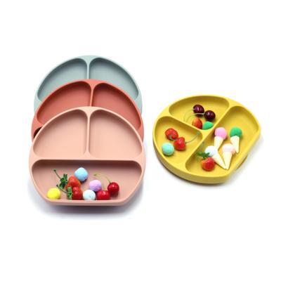 China Stocked Food Grade Non Slip Toddler Silicone Suction Dish Free Divided Silicone Baby Feeding Dish for sale