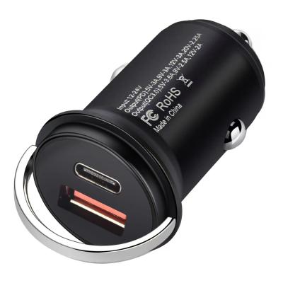 China Hot Selling Ring Aluminum Alloy Quick Charger 3.0 Palladium Port Charger 2021 USB-c Car USB-c Car Charger Hot Selling Type-c Port Charger for sale