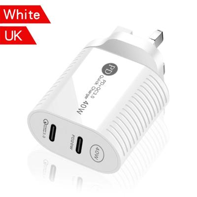 China Quick Type C Dual 20w USA Type C QC 3.0 PD USB-C Car Charger Wall USB UK Adapter EU Charger for sale