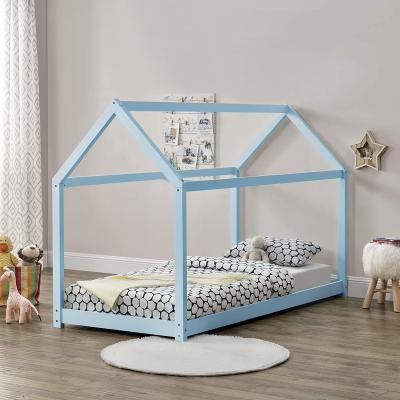 China Modern Twin Size Kids Bed Frame With Roof And Fence , Box Spring Necessary House Bed for sale