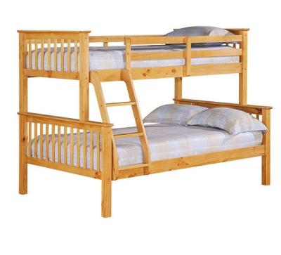 China Split In 2 Bed Modern Design Popular Solid Wood Triple Pine Bunk Bed for sale