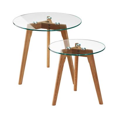 China 2pcs/set modern round tempered glass coffee table for sale