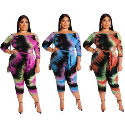 China Sexy One Shoulder Tie Dye Printing Tight Bodycon Size Viable Sexier Overalls For Women 2020 for sale